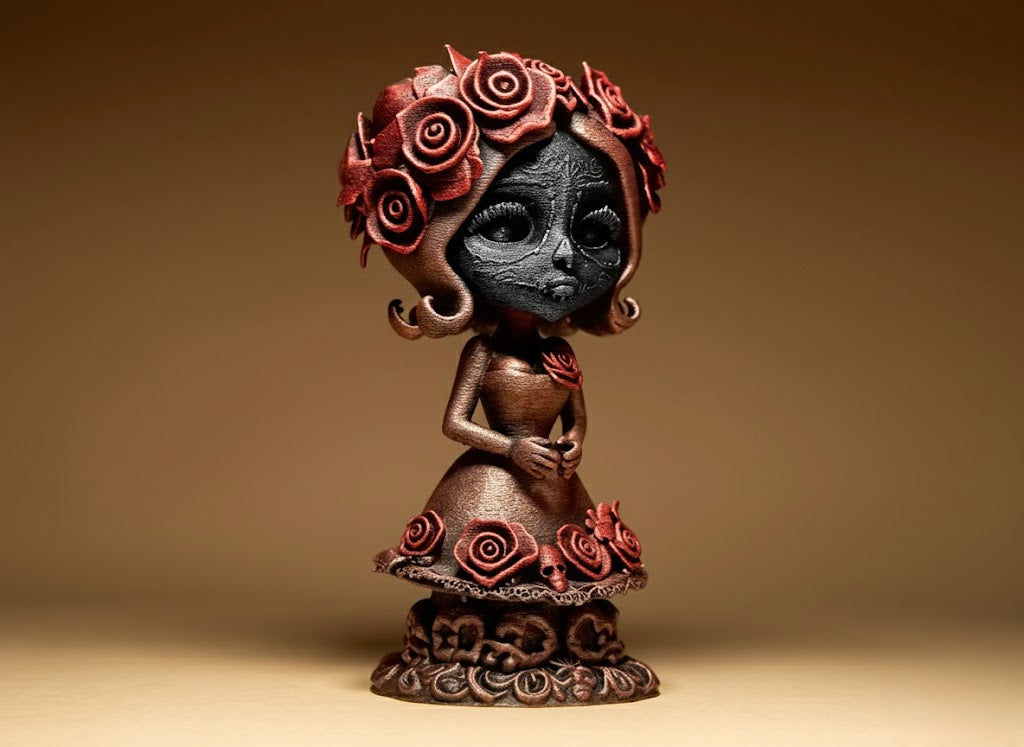 Dia de los Muertos Doll on Stand, Red Doll
