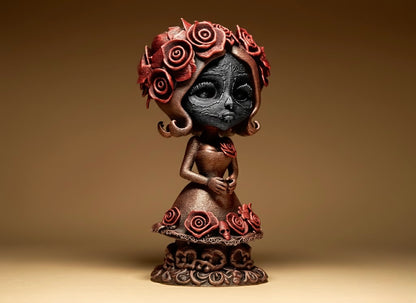 Dia de los Muertos Doll on Stand, Red Doll